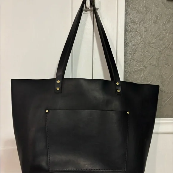 Portland Leather Black Tote Bag - Picture 3 of 10
